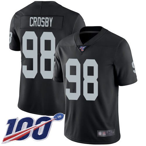 Men Oakland Raiders Limited Black Maxx Crosby Home Jersey NFL Football #98 100th Season Vapor Jersey->nfl t-shirts->Sports Accessory